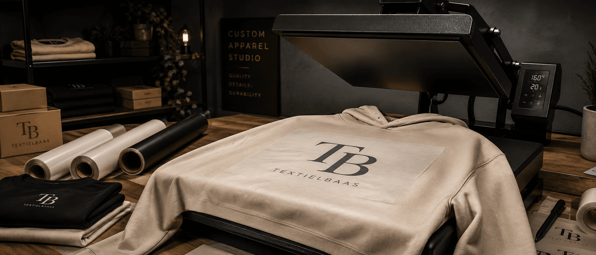 Custom apparel studio van Textielbaas voor bedrukken en borduren